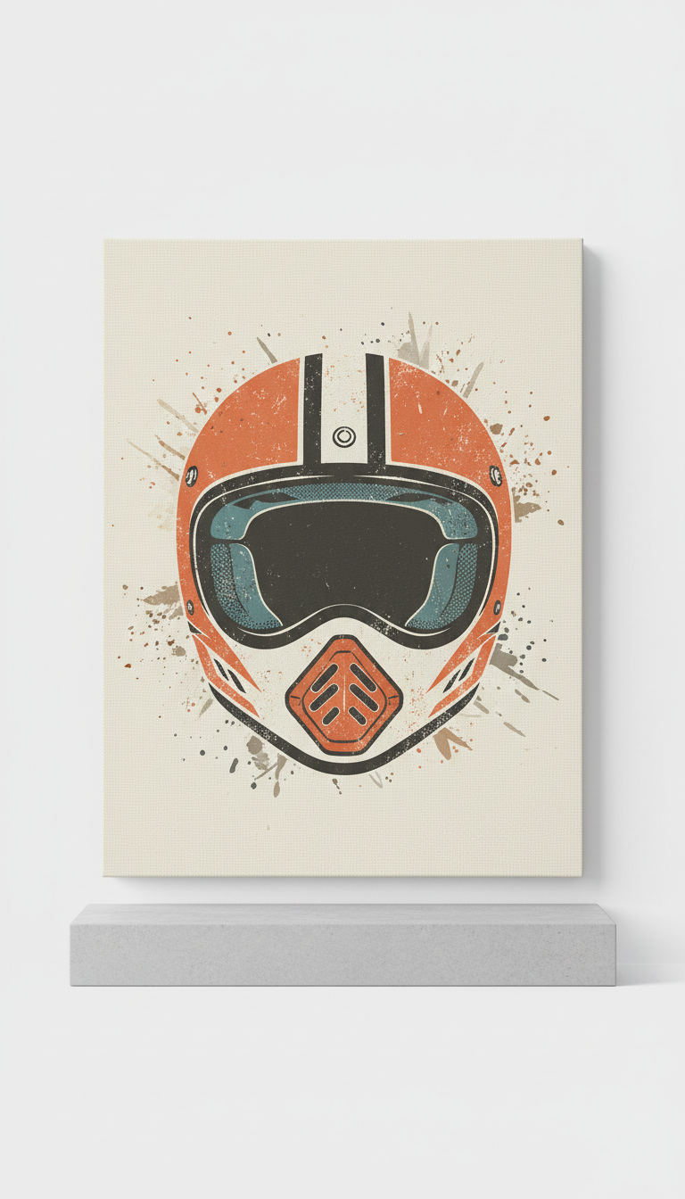 Vintage Helmet Canvas Print With Custom Text