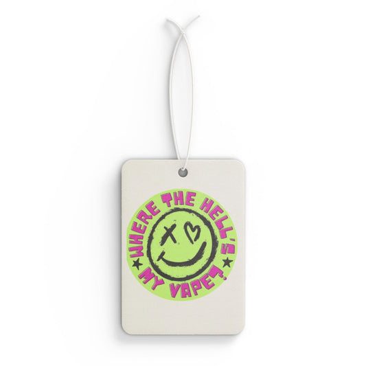 Fun Car Air Freshener - 'Where The Hell's My Vape?' Smiley Design