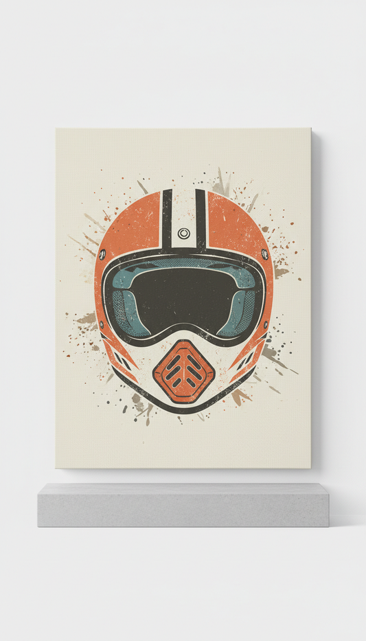 Vintage Helmet Canvas Print With Custom Text